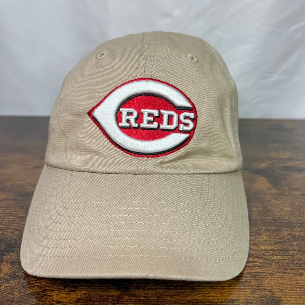 Fan Favorite Cincinnati Reds MLB Baseball Cap Hat Khaki Tan Adjustable OSFA